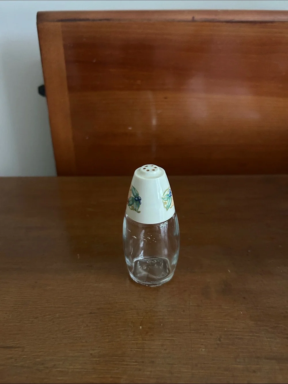 Vintage Glass Corelle Abundance Salt Shaker with Floral Ceramic Top